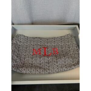 Thirty-One Skirt Purse Cover – Black & White Chevron w/ Red Monogram “MLB"